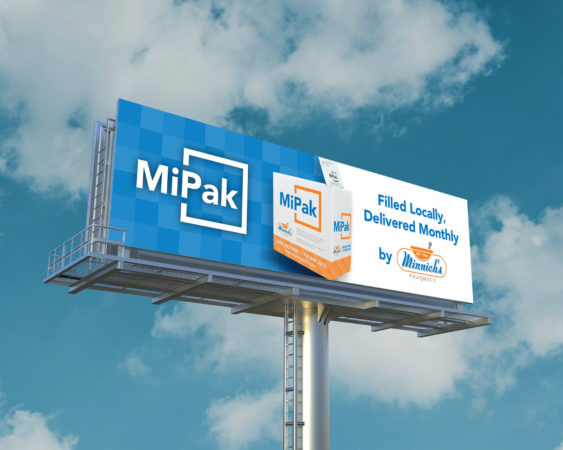 Minnich's Pharmacy • MiPak Logo, Packaging & Billboard
